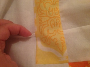 Sewed sashing on upside down. Ripped that out and fixed it.